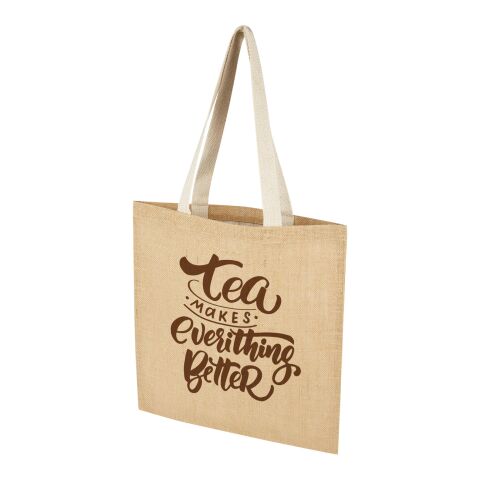 Bolsa Tote de yute de 300 g/m² de 7 L &quot;Juta&quot; Estándar | beige-blanco | sin montaje de publicidad | no disponible | no disponible