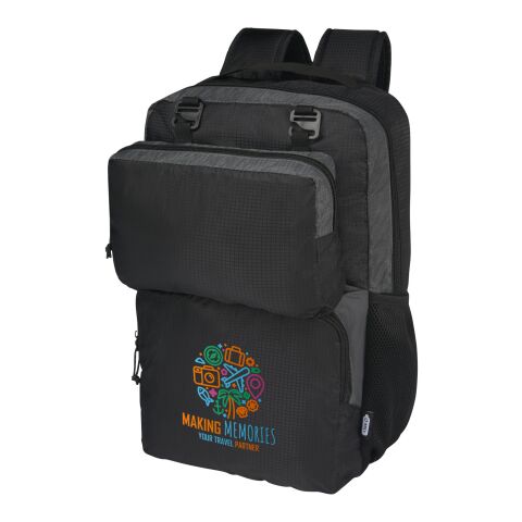 Mochila para portátil de 15&quot; reciclada GRS en dos tonos de 14 L &quot;Trailhead&quot; Estándar | Negro intenso-Gris | sin montaje de publicidad | no disponible | no disponible | no disponible