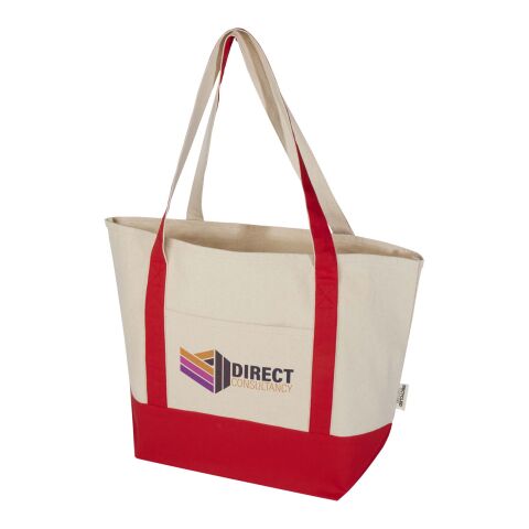 Bolsa Tote de algodón reciclado GRS de 320 g/m² &quot;Sam&quot; Estándar | Rojo-Natural | sin montaje de publicidad | no disponible | no disponible | no disponible