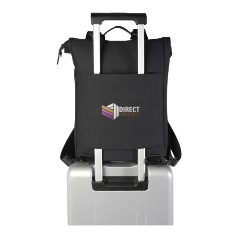Mochila para portátil de 15,6&quot;, de 12 litros, reciclada GRS y con parte superior enrollable &quot;Turner&quot; Estándar | Negro intenso | sin montaje de publicidad | no disponible | no disponible