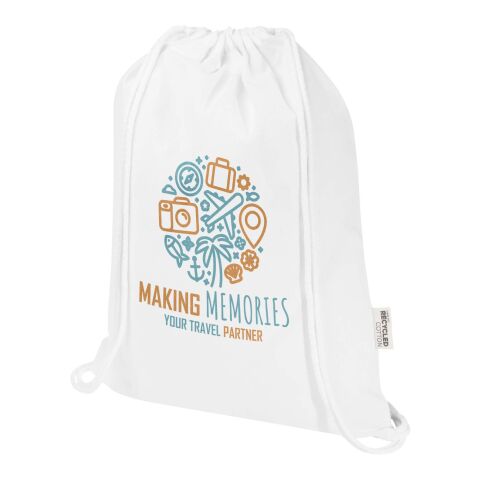 Bolsa de 5 L con cordón de algodón reciclado de 140 g/m² con certificado GRS &quot;Oregon Blend&quot; Estándar | blanco | sin montaje de publicidad | no disponible | no disponible | no disponible