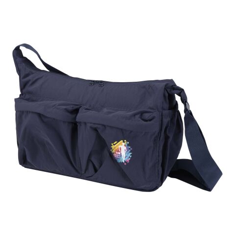 Bolso bandolera para portátil Calli de 33 cm de GRS, de nailon reciclado Azul marino
