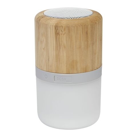 Altavoz de bambú con Bluetooth® y luz &quot;Aurea&quot; Estándar | beige | sin montaje de publicidad | no disponible | no disponible
