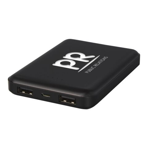Batería externa retroiluminada ultradelgada de 5000 mAh &quot;Gleam&quot; Estándar | Negro intenso | sin montaje de publicidad | no disponible | no disponible
