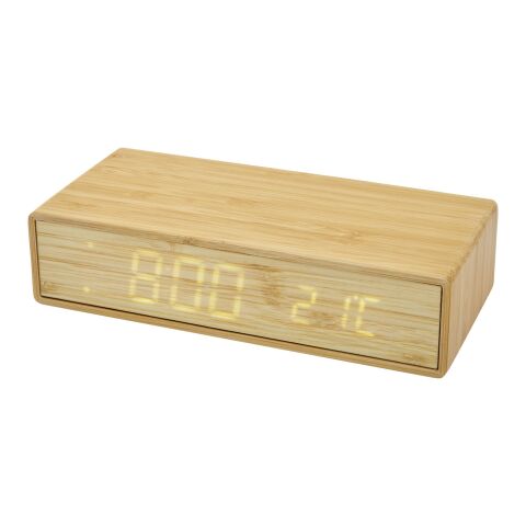 Cargador inalámbrico de bambú con reloj &quot;Minata&quot; Estándar | Beige | sin montaje de publicidad | no disponible | no disponible | no disponible