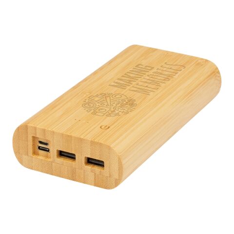Batería externa de 20,000 mAh de bambú &quot;Tulda&quot; Estándar | Natural | sin montaje de publicidad | no disponible | no disponible