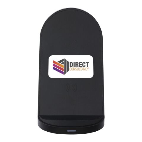 Base de carga inalámbrica con doble bobina de 15W en plástico reciclado con certificación RCS &quot;Loop&quot; Estándar | Negro intenso | sin montaje de publicidad | no disponible | no disponible