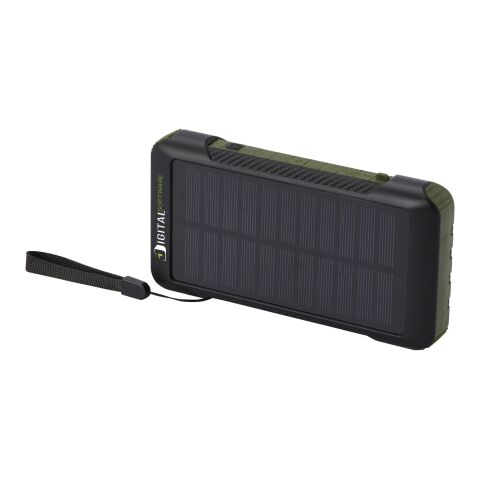 Batería externa de dinamo solar en plástico reciclado de 10 000 mAh con certificación RCS &quot;Soldy&quot; Estándar | Verde militar | sin montaje de publicidad | no disponible | no disponible