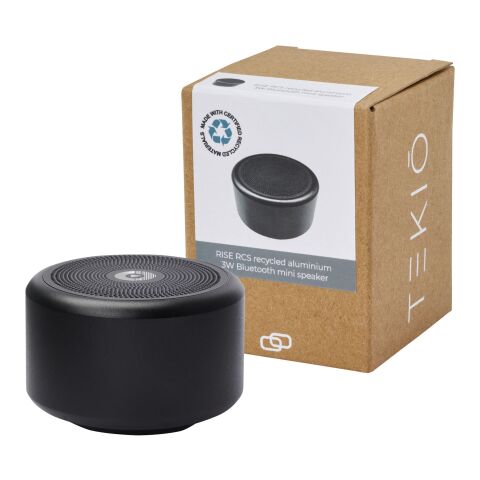 Minialtavoz Bluetooth® de aluminio reciclado de 3 w con certificación RCS  &quot;Rise&quot; Estándar | negro | sin montaje de publicidad | no disponible | no disponible