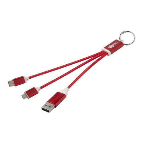 Cable de carga 4 en 1 de aluminio reciclado con llavero &quot;Metal&quot;