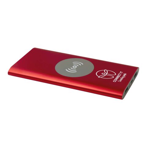 Batería externa inalámbrica tipo C de aluminio reciclado de 8000 mAh &quot;Juice&quot; Estándar | Rojo | sin montaje de publicidad | no disponible | no disponible