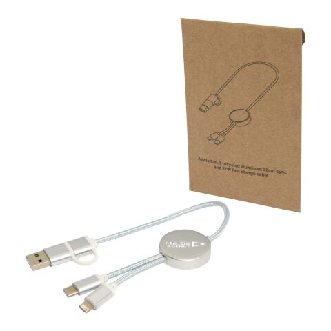 Cable 5 en 1 de aluminio y plástico reciclado de 30&nbsp;cm para sincronización de datos y carga rápida de 27&nbsp;W "Alasia"