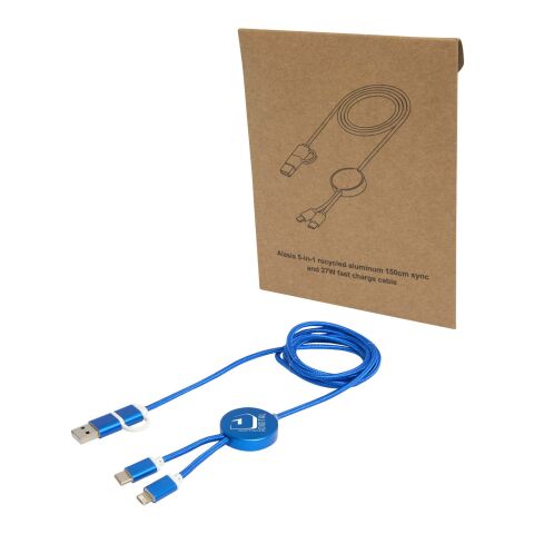 Cable 5 en 1 de aluminio y plástico reciclado de 150 cm para sincronización de datos y carga rápida de 27 W "Alasia"