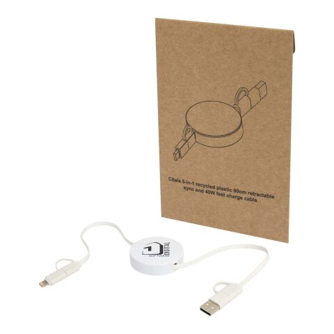 Cable retráctil 5 en 1 de plástico reciclado de 90 cm para sincronización de datos y carga rápida de 40 W "Citala"