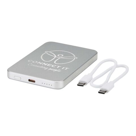 Batería externa magnética Avis de 5000 mAh fabricada con aluminio reciclado RCS Plata