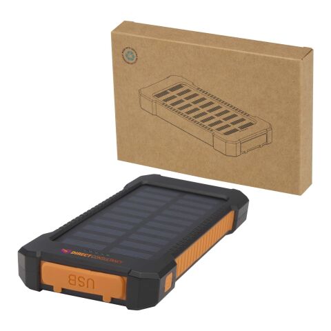 Batería externa solar de 5000 mAh y 10 W de plástico reciclado robusto con linterna incorporada &quot;Altair&quot; Estándar | Negro intenso | sin montaje de publicidad | no disponible | no disponible