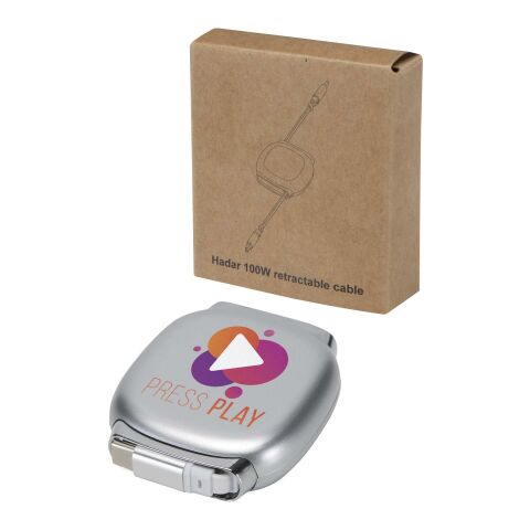 Cable retráctil Alphard de 100 W para CarPlay, de plástico reciclado, con carga PD Plata