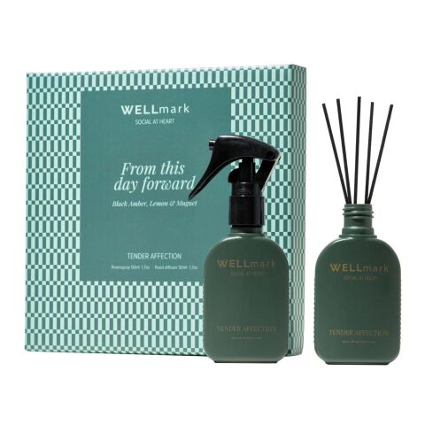 Set de regalo de Wellmark Tender Affection con un ambientador y un difusor de 50 ml Green flash