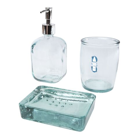 Set de 3 recipientes de vidrio reciclado para baño &quot;Jabony&quot; Estándar | blanco | sin montaje de publicidad | no disponible | no disponible