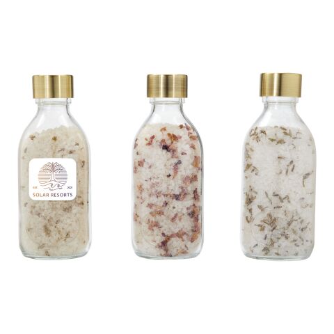 Conjunto de regalo de sal de baño de 3 piezas de 200 ml &quot;Wellmark Just Relax&quot; Estándar | Blanco | sin montaje de publicidad | no disponible | no disponible