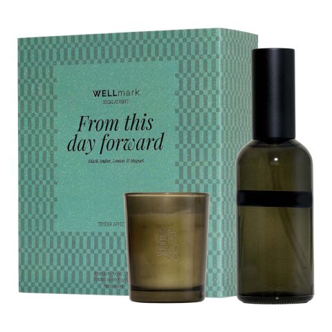 Set de regalo de Wellmark con un ambientador de 100 ml y una vela Tender Affection de 70 ml Green flash