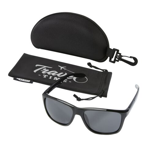 Gafas de sol deportivas polarizadas en estuche de plástico reciclado &quot;Eiger&quot; Estándar | Negro intenso | sin montaje de publicidad | no disponible | no disponible