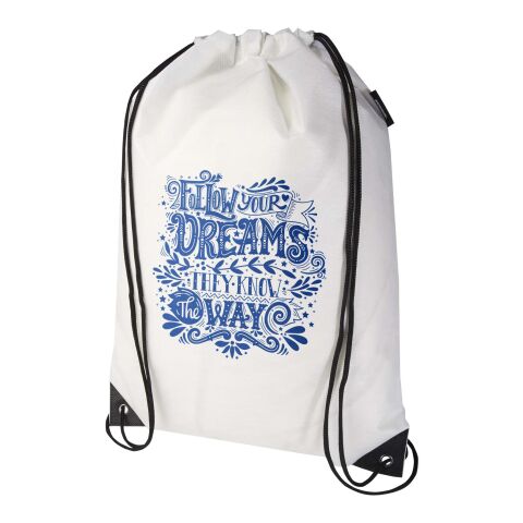 Bolsa de tela sin tejer de material reciclado GRS con cordón de 5 l &quot;Evergreen&quot; Estándar | Blanco | sin montaje de publicidad | no disponible | no disponible | no disponible