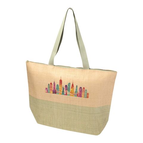 Bolso tote grande de papel de paja Rhythm con cremallera, 21 l Brick