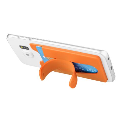 Portatarjetas de silicona con soporte para teléfono Estándar | Naranja | sin montaje de publicidad | no disponible | no disponible