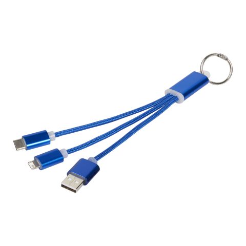 Cable de carga Metal 3 en 1, con llavero Estándar | Azul real | sin montaje de publicidad | no disponible | no disponible
