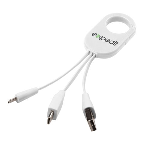 Cable de carga 3 en 1 &quot;The Troop&quot; Estándar | Blanco | sin montaje de publicidad | no disponible | no disponible | no disponible
