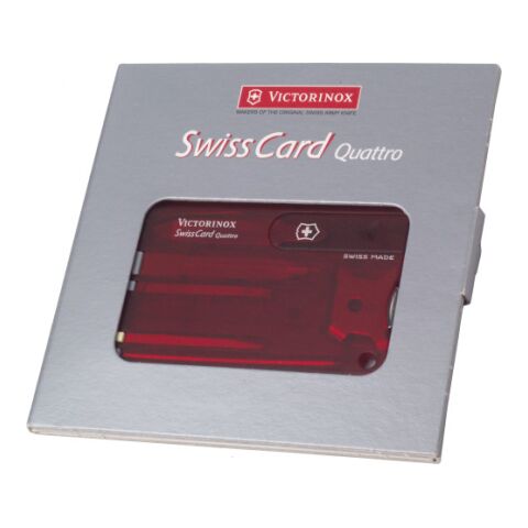 Multiherramienta Victorinox SwissCard Quatro de nailon rojo | sin montaje de publicidad | no disponible | no disponible