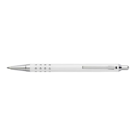 Bolígrafo en aluminio con pulsador cromado. Tinta azul blanco | sin montaje de publicidad | no disponible | no disponible