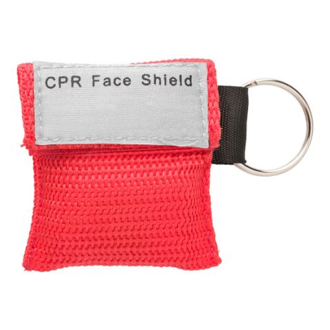 Mascarilla de reanimación CPR de plástico en funda de poliéster (600D) rojo | sin montaje de publicidad | no disponible | no disponible