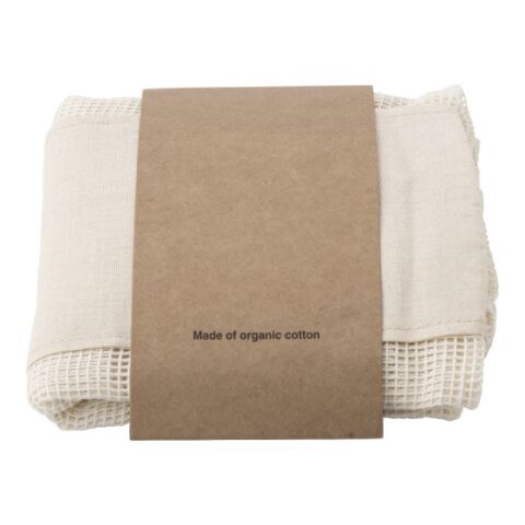 Set de tres bolsas de malla de algodón reutilizables beige | sin montaje de publicidad | no disponible | no disponible