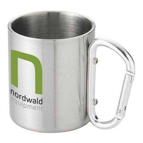 Taza isotérmica con mosquetón Alps Estándar | Plateado | sin montaje de publicidad | no disponible | no disponible