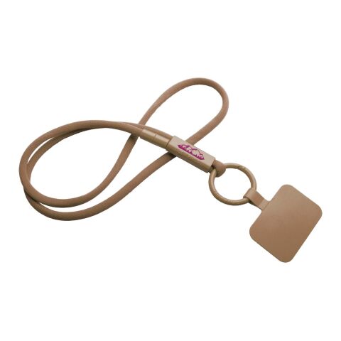 Lanyard con soporte para teléfono con tubo de plástico reciclado "Tubyard" Bronce | sin montaje de publicidad | no disponible | no disponible