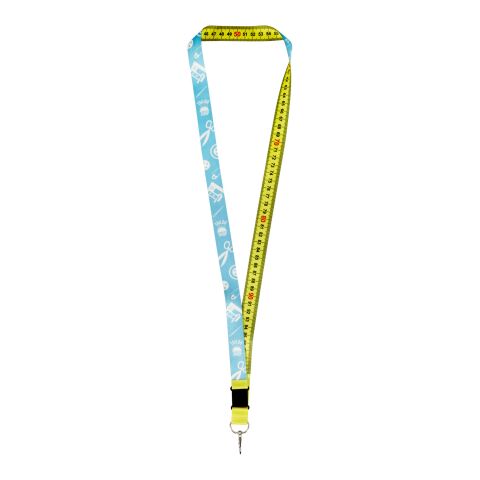 Lanyard de 1 metro en sublimación &quot;Isla&quot; Amarillo-Negro intenso-Blanco | Sublimación | frontal (en capa reflectante) | 1000 mm x 20 mm