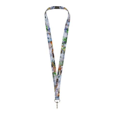 Lanyard de PET reciclado &quot;Addie&quot; Negro intenso-Blanco | 10mm | Sublimación | all over, front | 10 mm x 900 mm
