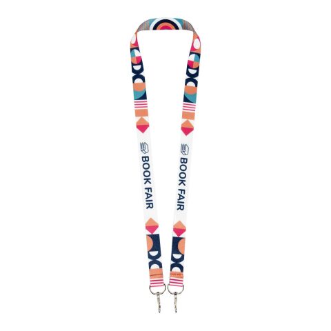 Lanyard de RPET con sublimación y 2 llaveros &quot;Leia&quot; Blanco | 10mm | Sublimación | all over, back | 25 mm x 900 mm