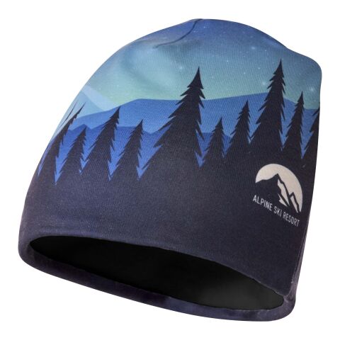 Gorro de RPET en sublimación y una capa de polar "Loki" Negro intenso | S (24x19cm) | Sublimación | all over | 540 mm x 265 mm