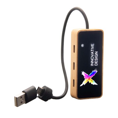 Hub USB 8 en 1 de madera con doble entrada y 6 puertos &quot;SCX.design H21&quot; Madera | sin montaje de publicidad | no disponible | no disponible