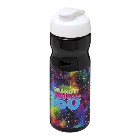 Bidón deportivo con Tapa Flip de 650 ml H2O Base® Negro intenso-Blanco | sin montaje de publicidad | no disponible | no disponible