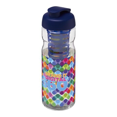 Bidón deportivo e infusor con Tapa Flip de 650 ml H2O Base® Transparente-Azul | sin montaje de publicidad | no disponible | no disponible