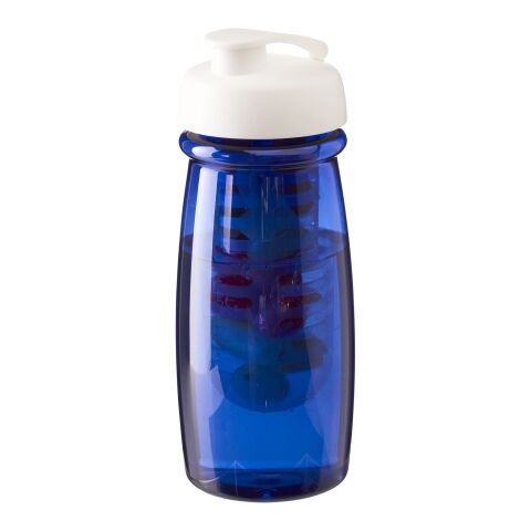 Bidón deportivo e infusor con Tapa Flip de 600 ml H2O Pulse® Azul transparente-blanco | sin montaje de publicidad | no disponible | no disponible