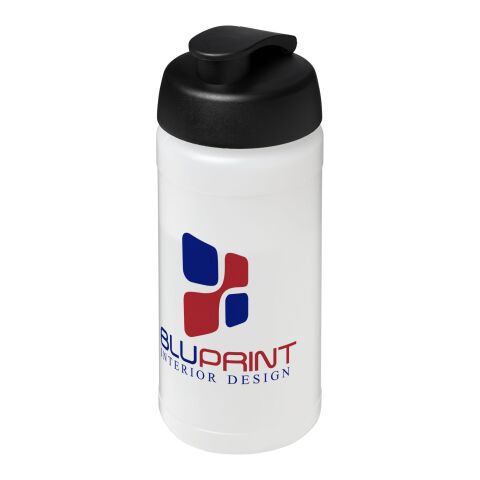 Bidón deportivo con Tapa Flip de 500 ml Baseline™ Plus Blanco-Negro intenso | sin montaje de publicidad | no disponible | no disponible