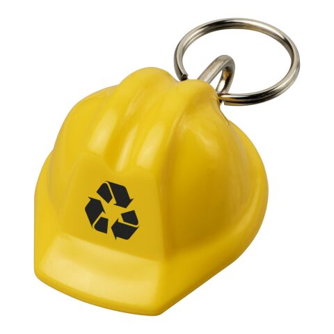 Llavero de material reciclado con forma de casco protector &quot;Kolt&quot; Amarillo | sin montaje de publicidad | no disponible | no disponible