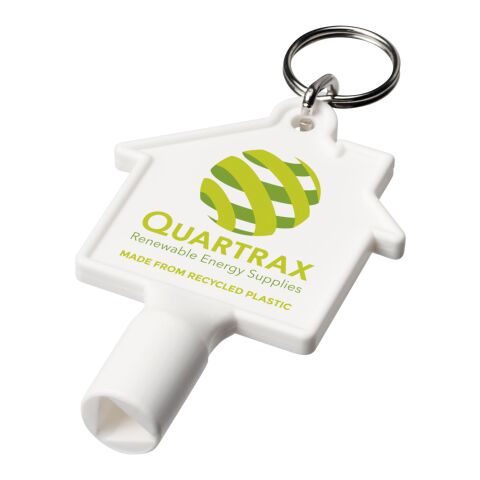 Llavero de material reciclado con forma de casa &quot;Maximilian&quot; Blanco | sin montaje de publicidad | no disponible | no disponible