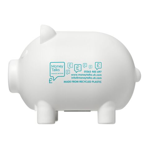 Hucha de plástico reciclado &quot;Oink&quot; blanco | sin montaje de publicidad | no disponible | no disponible