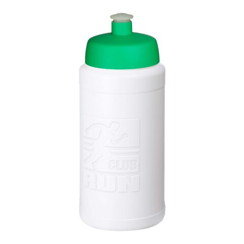 Bidón deportivo de 500 ml &quot;Baseline Rise&quot; Blanco-Verde | En Impresión De Molde | Parte frontal | 50 mm x 110 mm